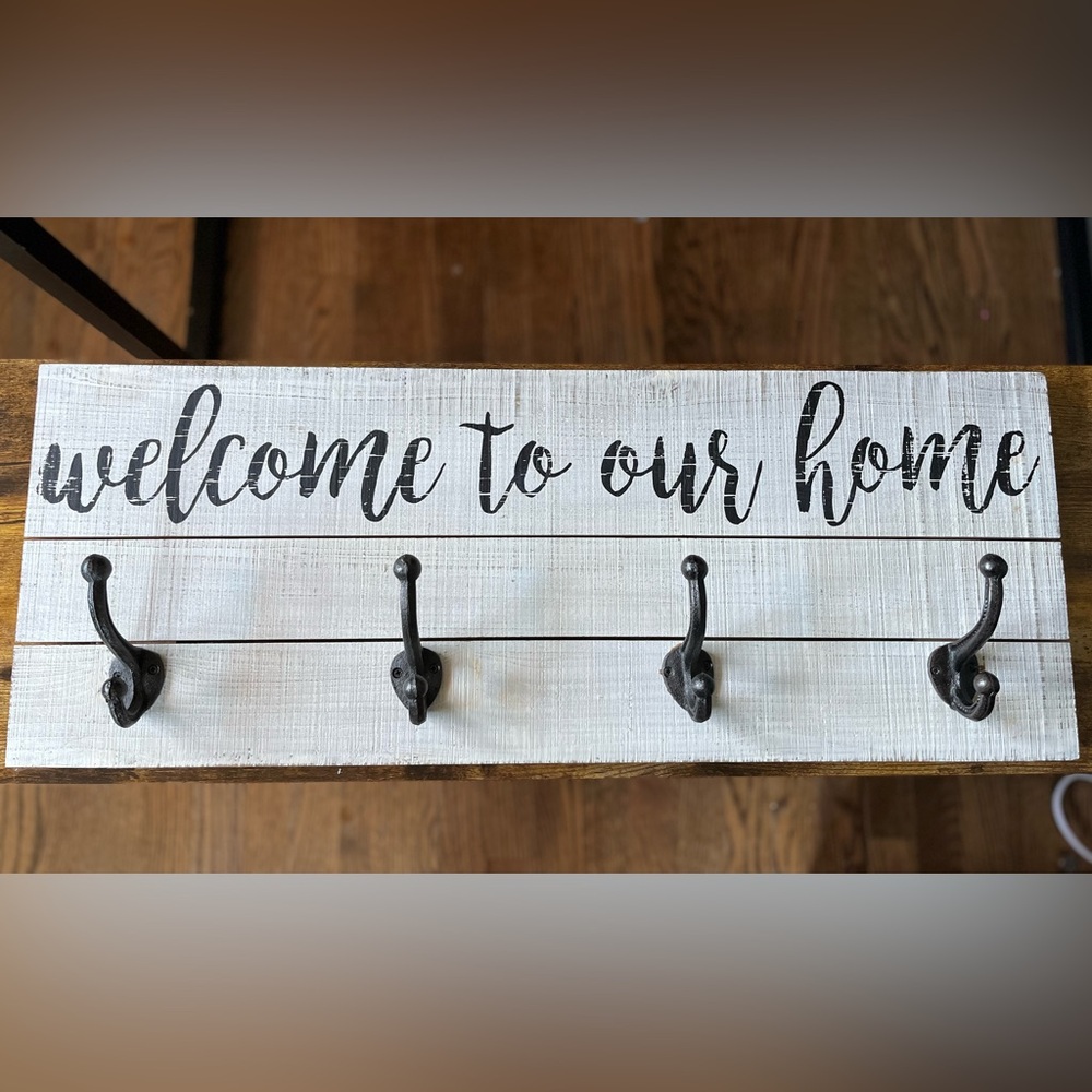 Welcome to Our Home Wall Hook Decor - White and Black